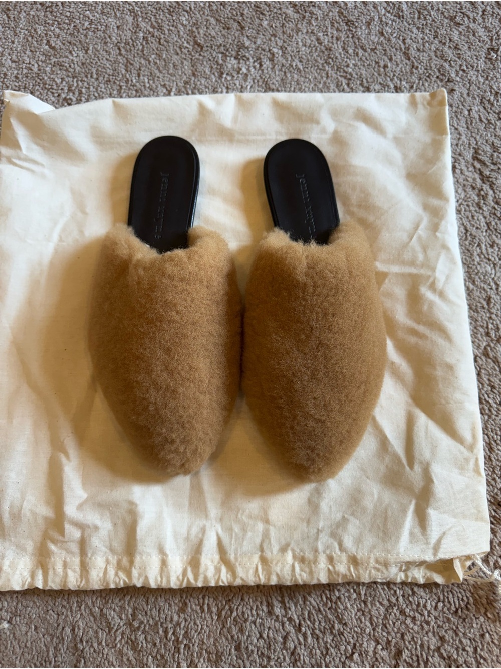 Jenni Kayne Tan Shearling Slide Mules